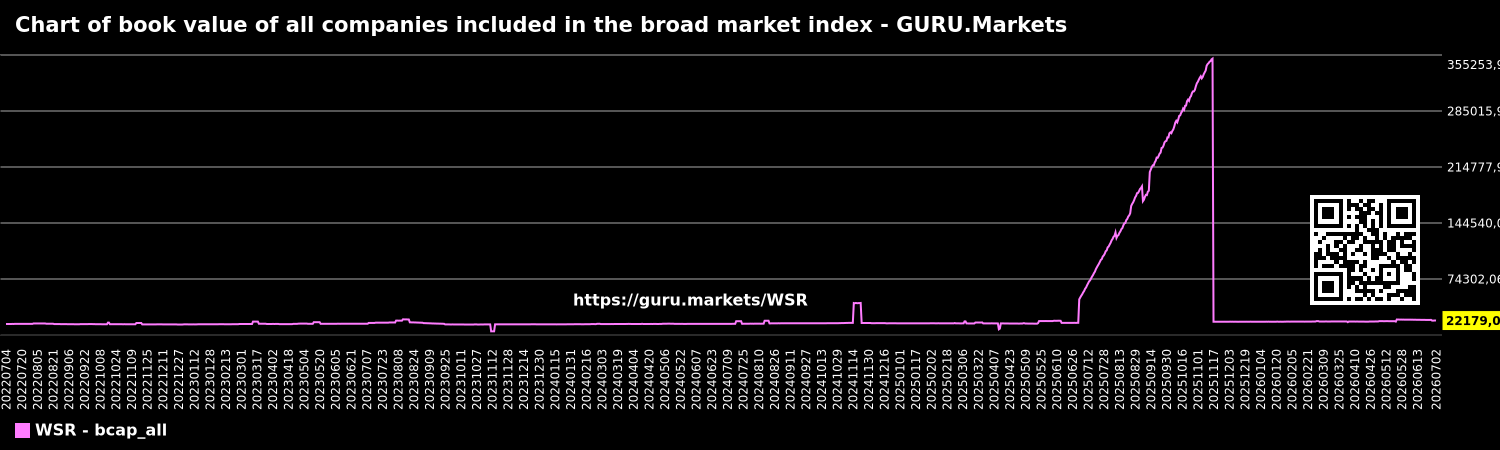 Chart of book value of all companies included in the broad market index - GURU.Markets